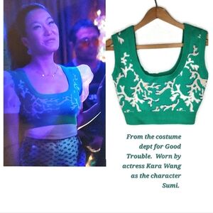 Anthropologie Maeve Denise Cropped Sweater Top in Green Size XXS